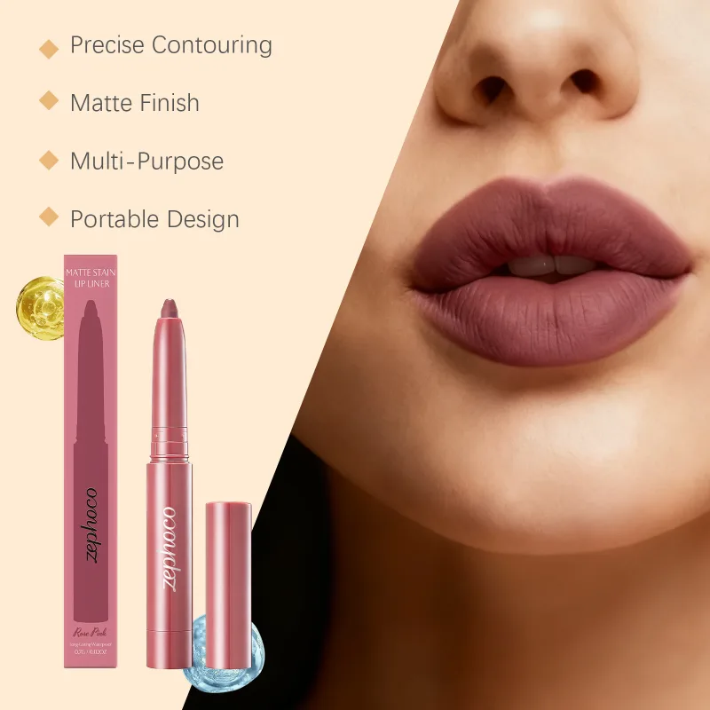 Kemasan Matte Pembaris Bibir Pensel Warna Noda Garis Tahan Luntur Bibir Penuh Sepanjang Hari Pakai Pigmen Berkrim Tentukan Bentuk Bibir Pensel
