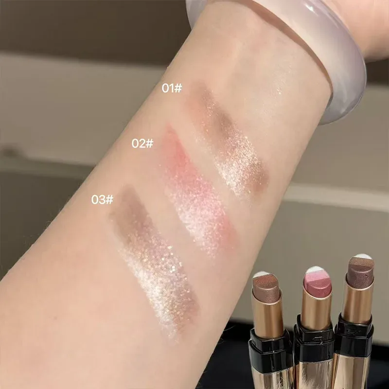 Three Color Gradient Pearlescent Eye Shadow Stick Water&Sweatproof Non-smudge Three Dimensional Natural Lazy Eye Shadow Pen