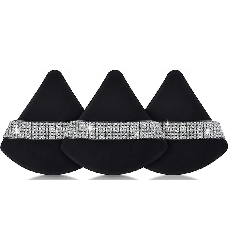 Diamond Triangle Velvet Setting Puff Ribbon Detail Powder Sponge Smooth Finishing Soft Puff for Loose Pressed Powder Application