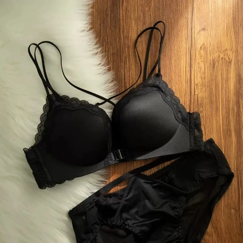 Small Bust Front Hook Wireless Push Up Bra Thin Straps Beauty Back Anti Sagging Side Breast Support Ladies Brassiere S-XL