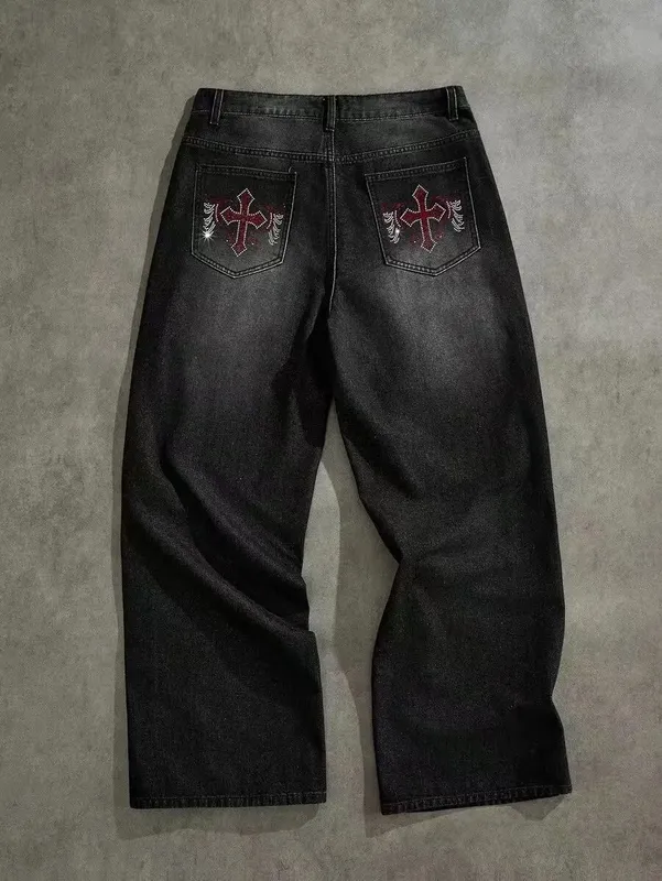 High Street Retro Washed Old Jeans Men's Trendy Brand Loose Straight Teen Wide-leg Floor-mopping Trousers