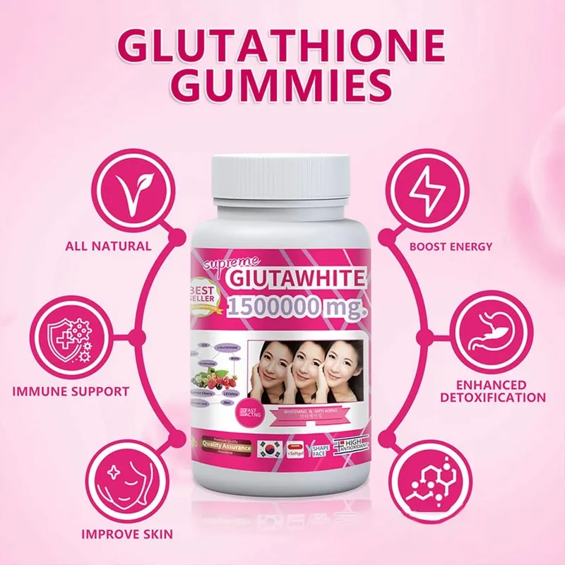 Gluta White 1500000mg Skin Whitening & Antioxidant Detox Supplement for Women & Men Aging Defense Blood Balance Immune Health