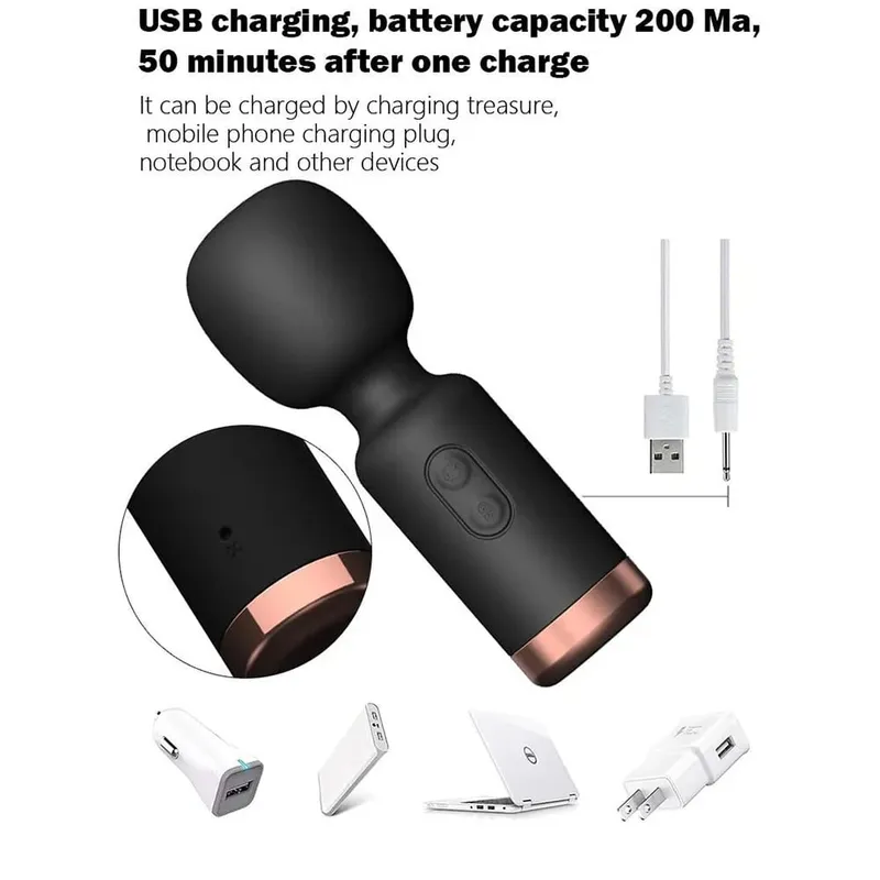 Mini Clitoral Stimulator AV Vibrator Wand with 10 Vibration Modes Portable Vibrating for G Spot Nipple Adult Sex Toy Massager