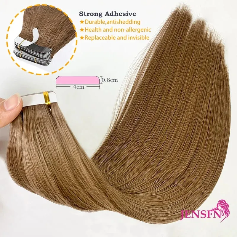 High Quality Tape In Hair Extensions 100% Remy Really Human Hair Brown Blonde Straight Seamless PU Skin Tape Ins Womem