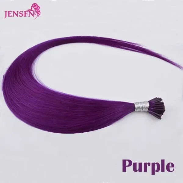 I Tip Color Hair Extensions 0.5g/Strand Remy Fusion 100% Human Hair Keratin Capsule Purple Blue Pink For Women