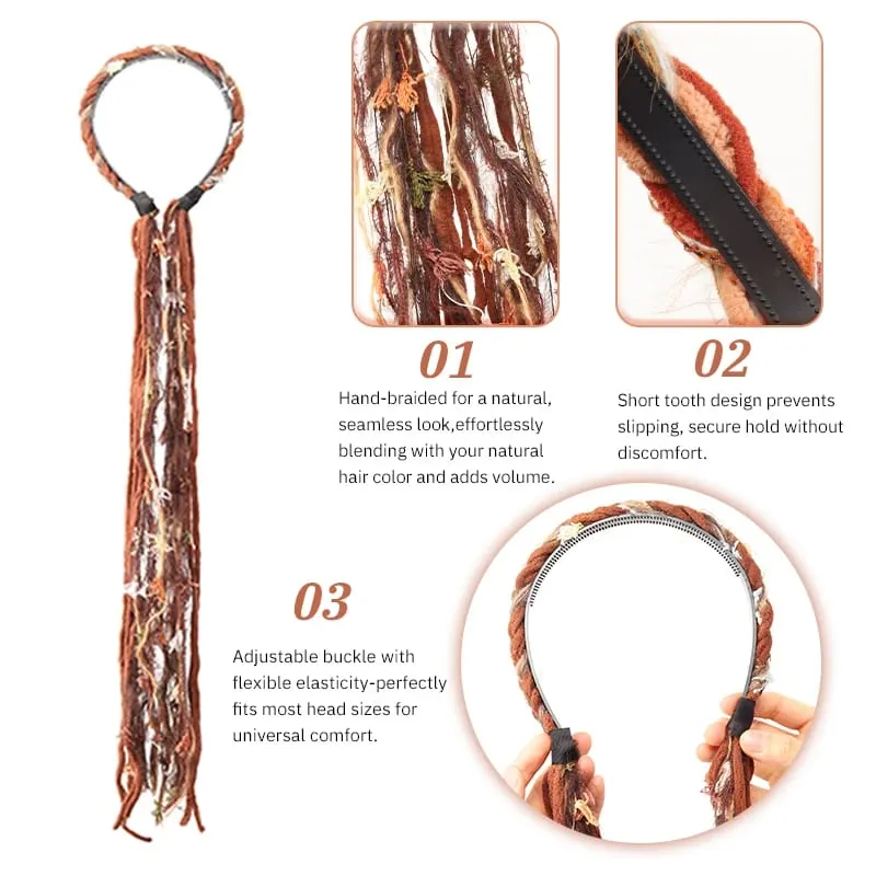 Synthetic Plush Maillard Colored Long Tassel Headband Bohemian Hair Accessory Suitable for Women's Parties