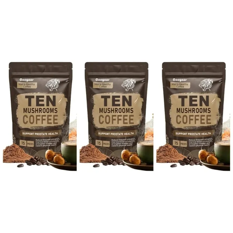 Mushroom Powder Supplement with 10 Mushroom Blend Men's Healthy Mushrooms Coffee Powder Daily Nutrition and Energy Support