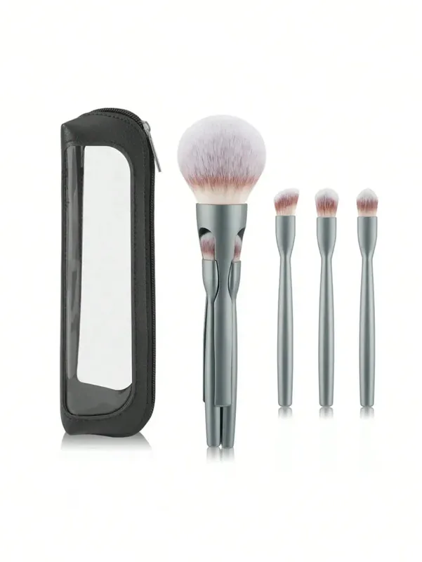 4-Piece Makeup Brush Set Featuring Professional-Grade Brushes Made from High-Quality Synthetic Fibers for a Luxurious Feel.
