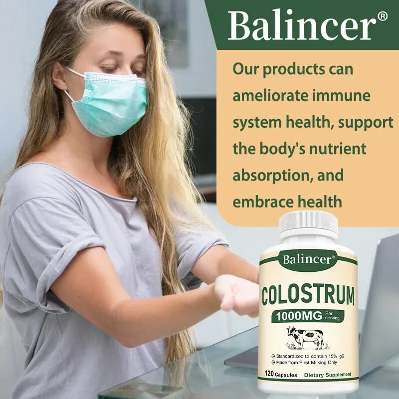 1000mg Grass-Fed Bovine Colostrum Capsules Probiotic Daily Wellness Supplement Supports Gut Comfort Skin & Vitality Balance