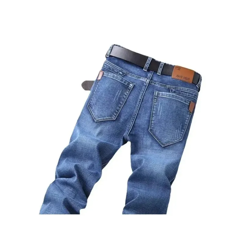 2025 New Men Fashion Straight Jeans Men Stretch Slim Fit Pants Comfortable Soft Business Denim Trousers Male Brand Clothing