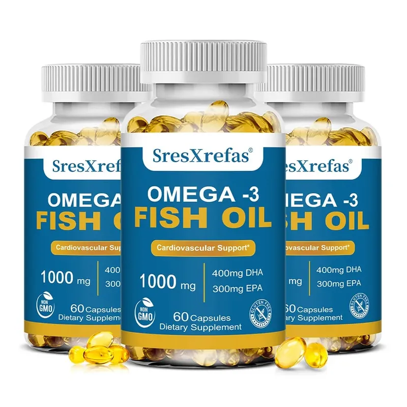 Fish Oil 1000 Mg | Omega 3 + EPA & DHA | Brain Heart Joints Skin and Immune Support | 120 Count Non-GMO Softgels Supplements