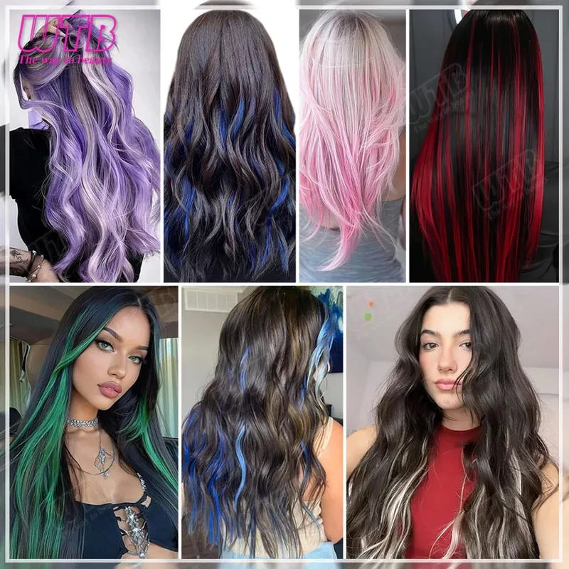 10Pcs Colored Synthetic Extension Wigs BB Clip Style Straight Hair Extensions Suitable for Women to Wear at Holidays and Parties