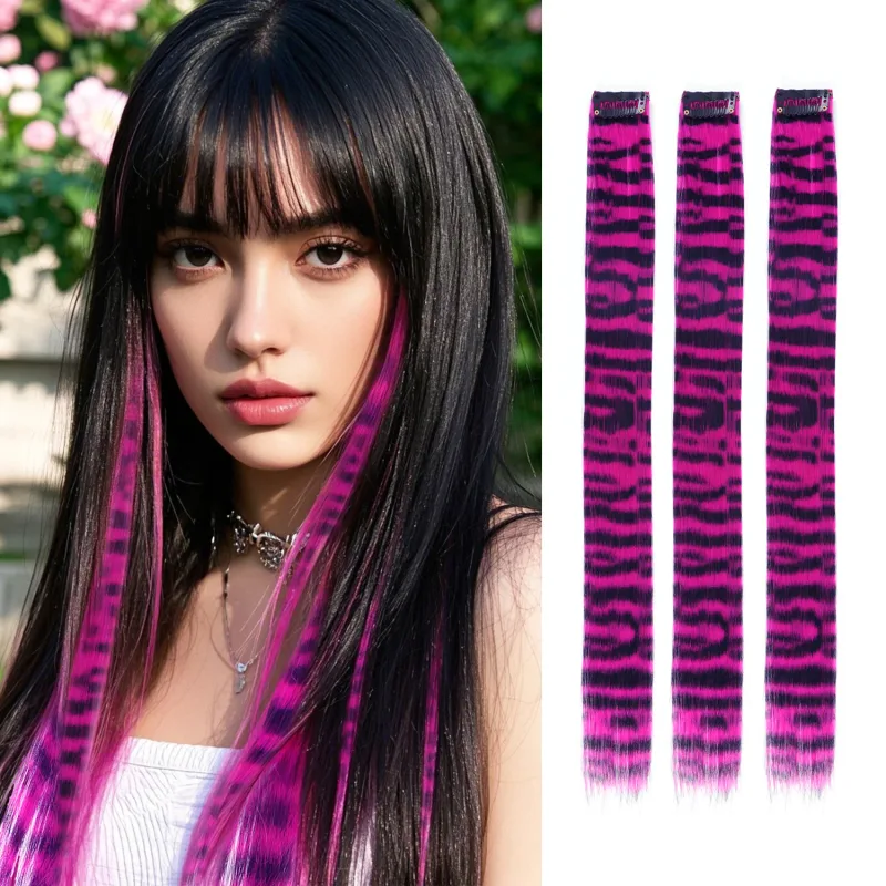 3 pçs/set clipe sintético em extensões de cabelo de penas 18 polegada colorido clipe no cabelo festa de halloween uso para meninas femininas