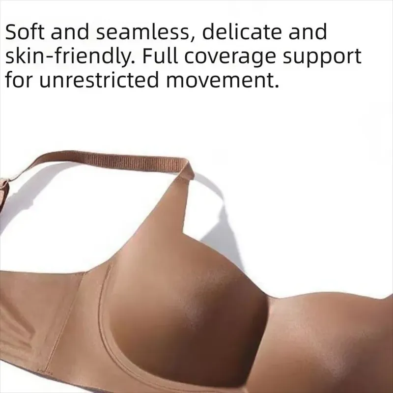Padded Bralette Anti-sagging Lingerie Bras Solid Color Thin Lingerie Push Up Bra Skin-Hugging Invisible Seamless Bra For Women — image 7