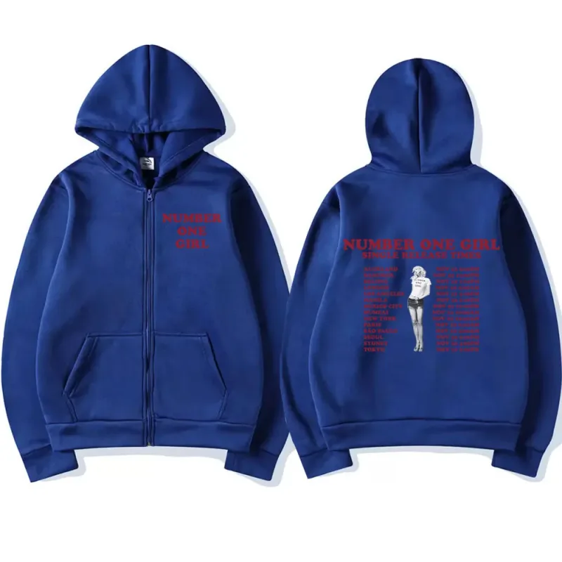 Rosé Nummer Een Meisje Album Rits Hoodies Kpop Mannen Vrouwen Kleding Lange Mouw Zip Up Sweatshirts Fleece Oversized Truien Y2K