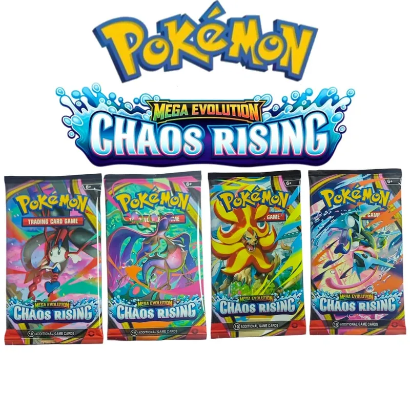 100PCS Cards Pokémon Booster Packs TCG Trading Cards Paradox Rift Chaos Rising Prismatic Evolutions Game Card Packs for Gift