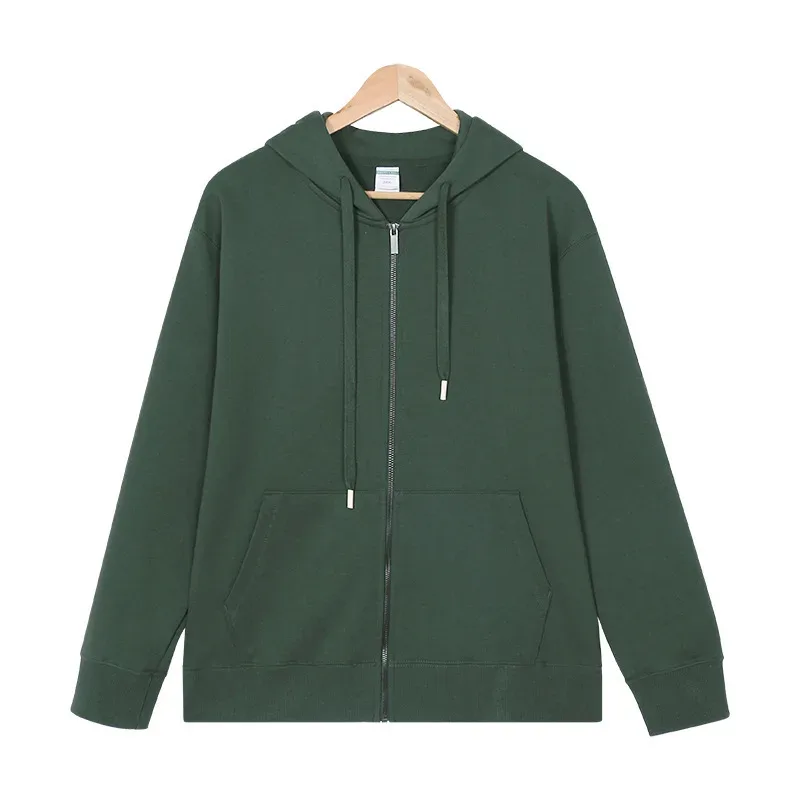 2026 autumn and winter new men's hooded zipper sweater solid color
