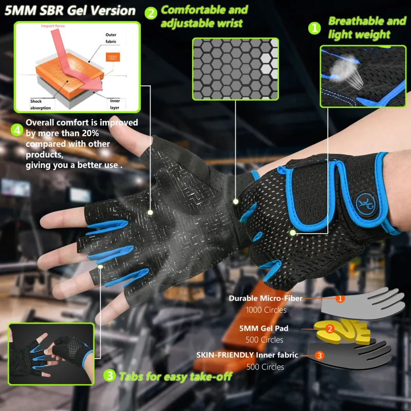 Gym Gloves Breathable Anti-slip Pull Ups Training Yoga Body-building Exercise Fitness Workout Weight Lifting Gloves Men