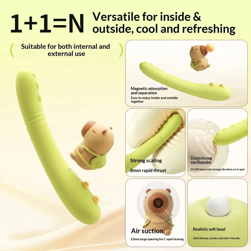 2-in-1 Vibrator Split-Design Sex Toy Women's Clitoral Suction Vibrator Silicone Dildo G-Spot Thrusting Dildo Adult Toys