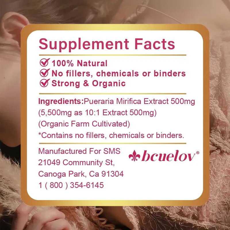 Pueraria Mirifica Capsules 500mg Help Breasts Firm Elastic & Curves Estrogen Balance Menopause Support & Skin Nourishment