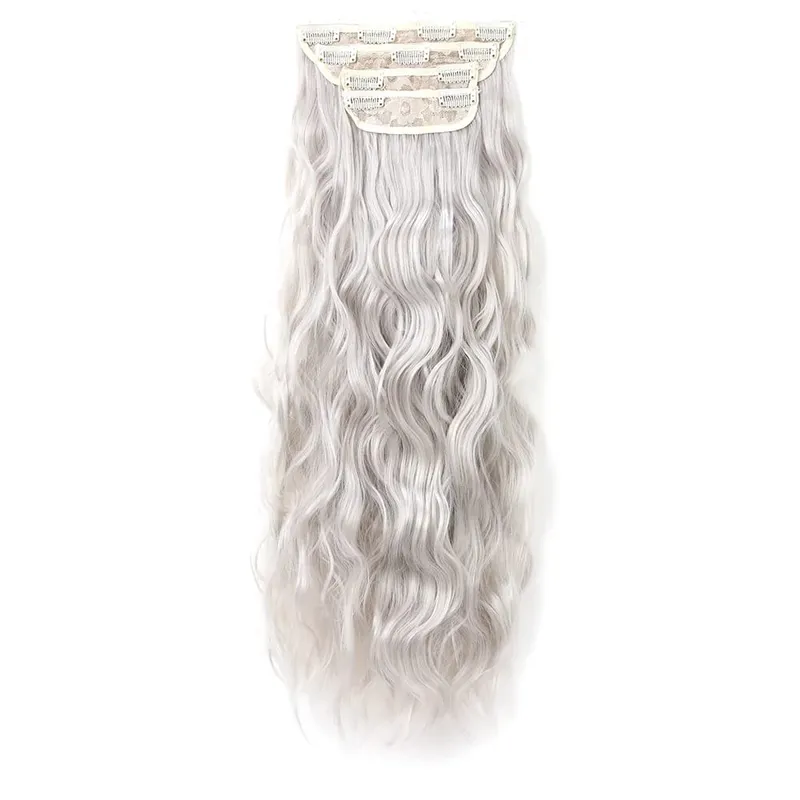 4Pcs/Set 16/20/24 Inch Synthetic Hair Clip In Long Wavy Thick Double Weft Hair Extensions Hairpieces For Women — image 20