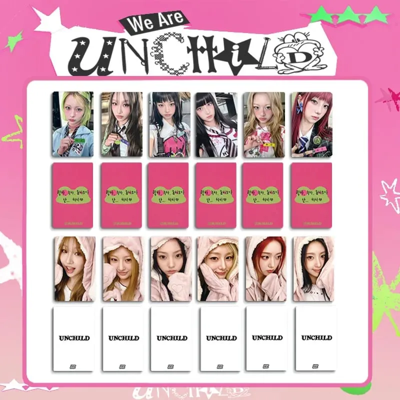 K-pop UNCHILD 6pcs/set New Album "UNCHILD" Pajama Card Nameplate Card Postcard Collectible Card Photo Card Yeeun Heikie Ako