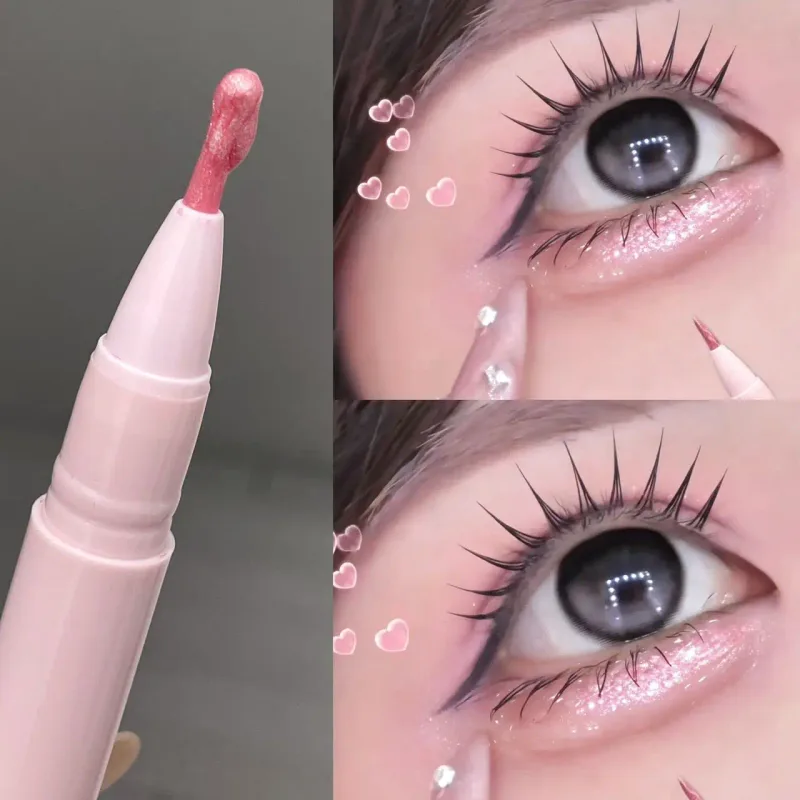 Peach Pink Lying Silkworms Eye Highlighter Liquid Pearly Glitter Shimmer Moisturizing Eyeshadow Brighten Eye Liner Korean Makeup