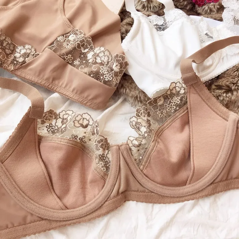 75-95 BCDEFG Summer New thin Floral Embroidery Push Up Women Sexy Underwear Sets Bra And Panty Lingerie Intimates