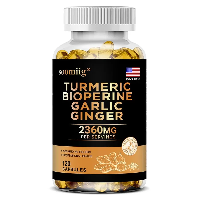 Turmeric Ginger Supplement with Garlic Curcumin Black Pepper Support Joint Health Promote Digestion and Boost Immune Health