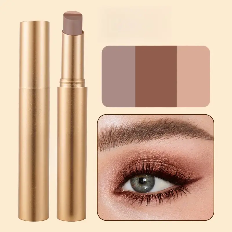 3 Color Matte Pearlescent Eye Shadow Stick Waterproof Durable Gloss Smoked Eye Makeup Cosmetics Long-Lasting Eye Shadow Stick
