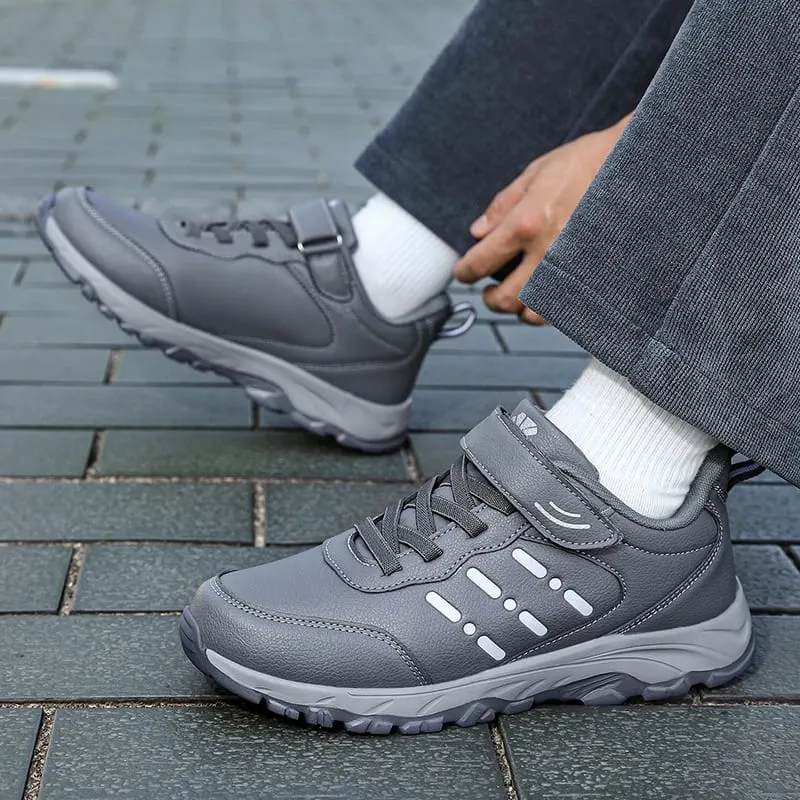 Men's Sneakers Waterproof Comfortable Durable Walking Shoes Classic Solid Color Outdoor Camping Casual Shoes Chunky Sneakers