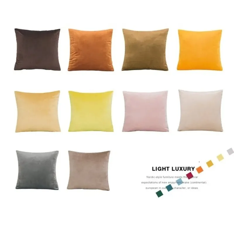 Solid Velvet Cushion Cover 30x50/45x45/50x50/55x55/60x60cm Decorative Throw Pillow Case for Home New Year
