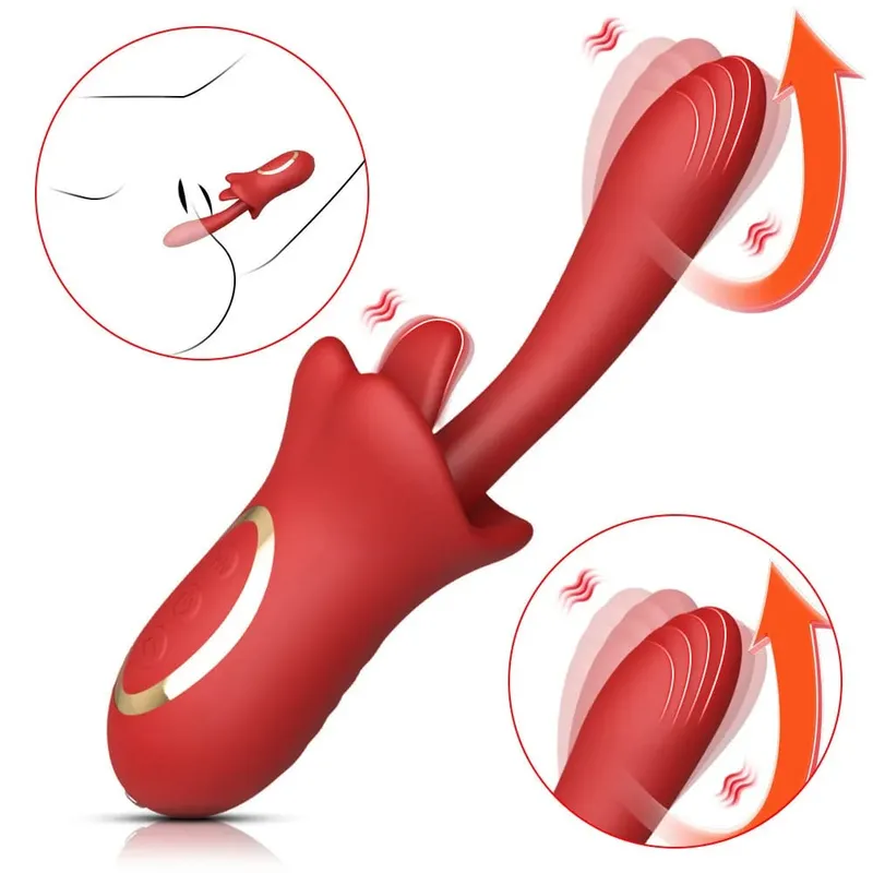 10 Speed Thrusting Vibrator for Women 3 Tongue Licking Modes G Spot Clitoris Massager 100% Waterproof Adult Sex Toys