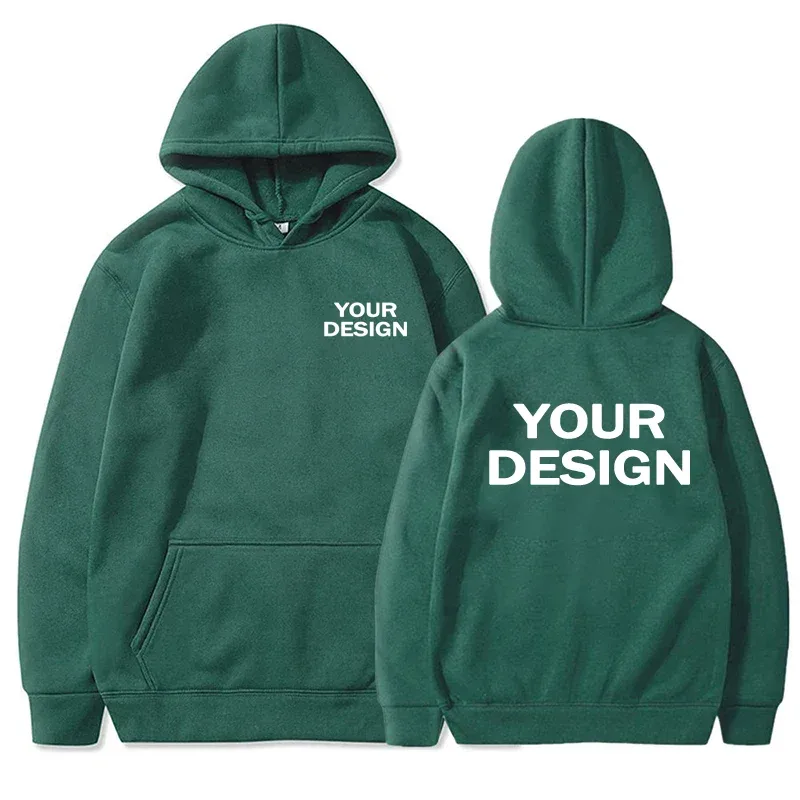 Customized printed men's and women's hoodies, loose casual solid color hoodies, personalized street long sleeved sweatshirts