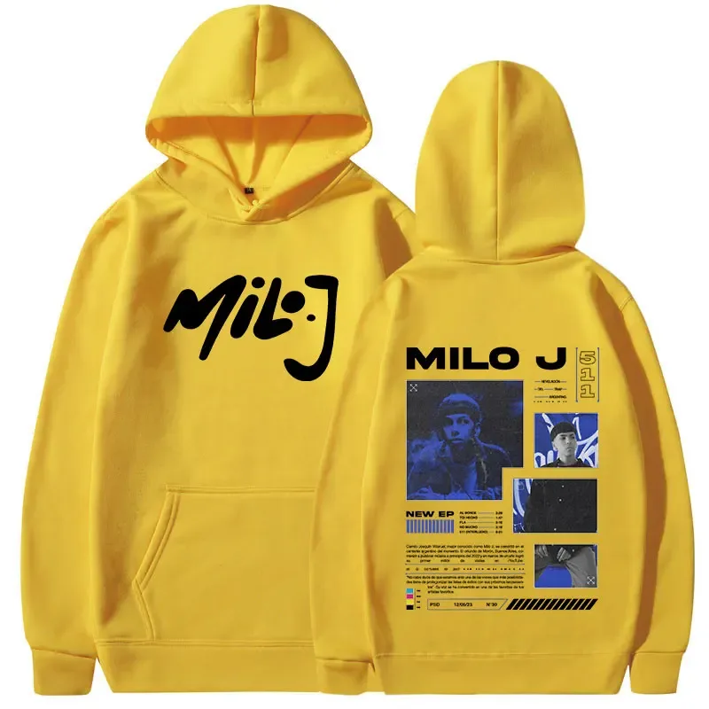 Rapper milo j 511 álbum merch hoodies roupas masculinas vintage hip hop moletom com capuz casual pullovers de grandes dimensões streetwear