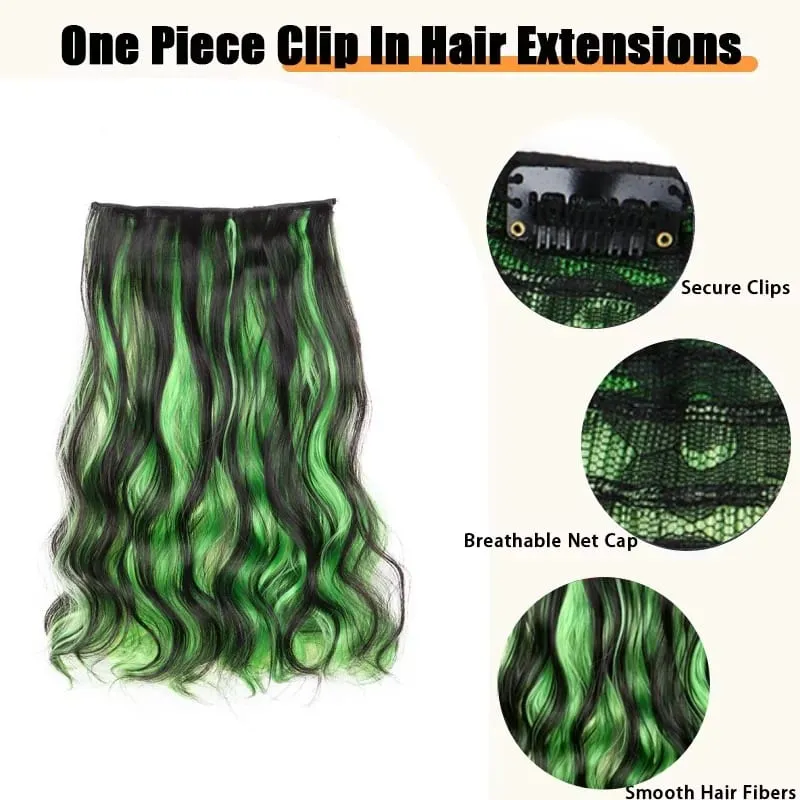 Synthetic 5 Clips in Hair Extensions Body wave Natural Hair Fake False Hair Piece Extentions For Women And Girl halloween wig