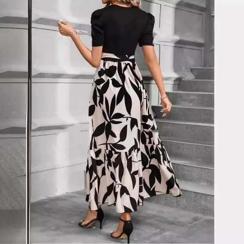 Women Dresses 2026 Spring Summer floral printed round-neck elegant dress exotic vacation style women's clothing vestidoes