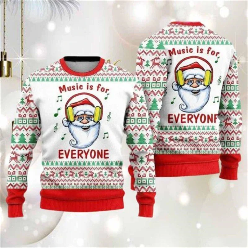 Funny Santa Claus Graphic Ugly Christmas Sweater 2026 Men Fashion Autumn Winter 3D Printed Sweatshirt Casual Oversized Pullovers