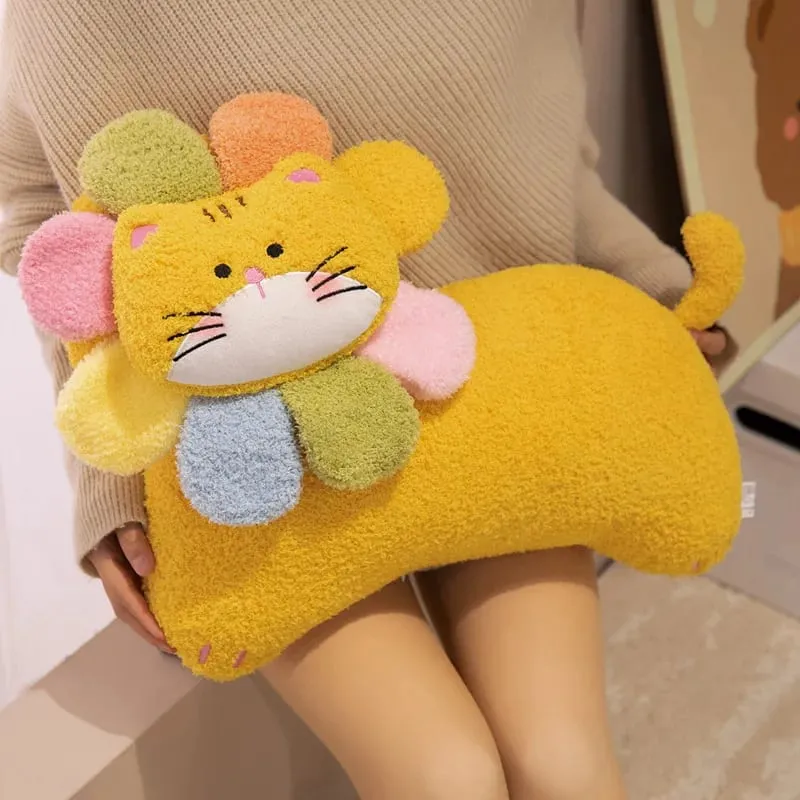 Spotted Cat Plush Pillow Flower Stuffed Cushion 50cm Adorably Soft Sofa Cushion Home Decor Toys Throw Pillow Birthday Gifts