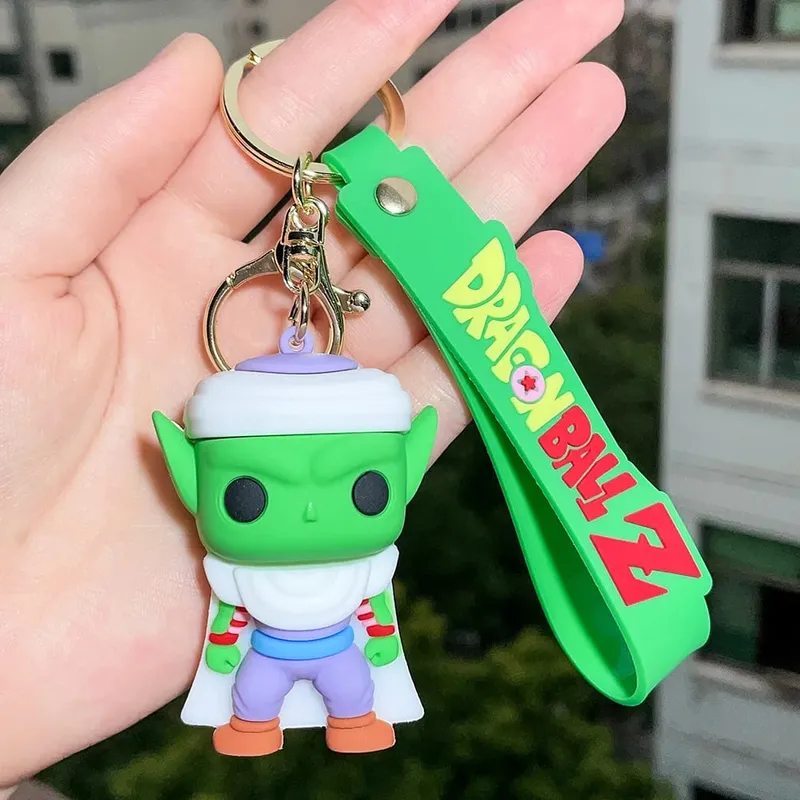 Anime Dragon Ball Keychain PVC Cartoon Cartoon Figure Trunks Son Goku Piccolo Buu Vegeta Figures Key Chain Keyring Bag Decor