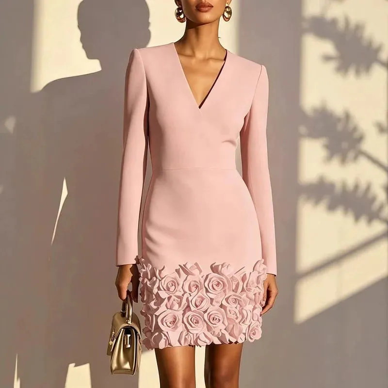 Long sleeve plus size vintage floral new in dresses for women casual mini short spring autumn pencil dress elegant clothing 2026