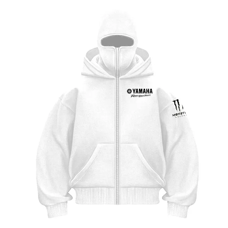 yamaha logo Printed Cotton Cycling Mask Zipper Hoodie Men and Women Autumn and Winter New Style Fashion Casual Retro Cycling Jer