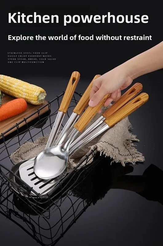 Stainless Steel Spatula Spoon Wood Handle Cooking Shovel Ladle Kitchen Utensils Baking Cooking Tools Kitchenware Cookware