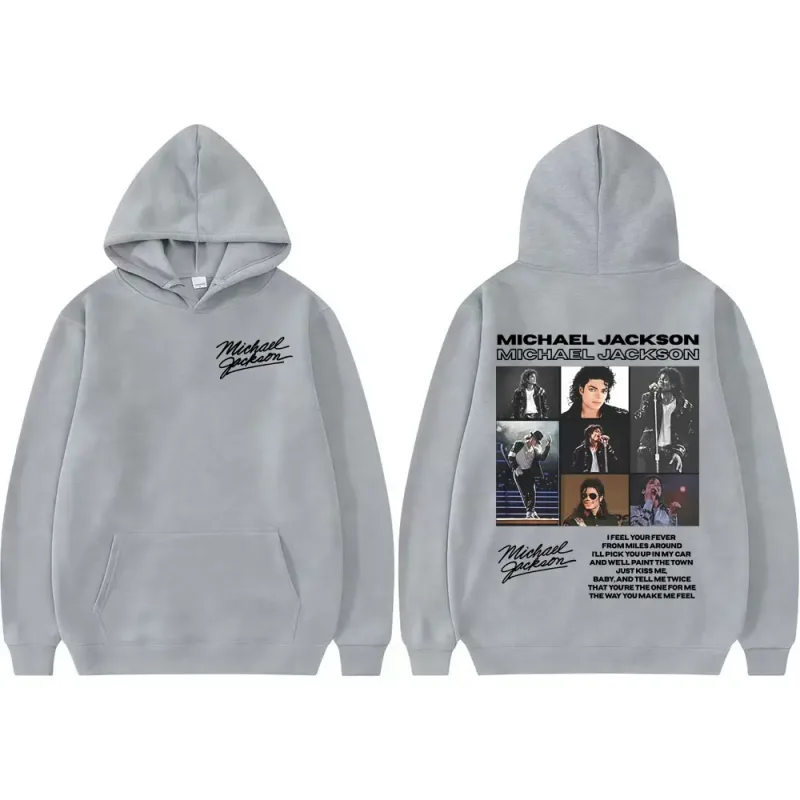 King of Pop Michael Jackson Tour Retro Hoodies Men's Clothing Harajuku Hip Hop Style Sweatshirts Casual Cozy Oversized Pullovers