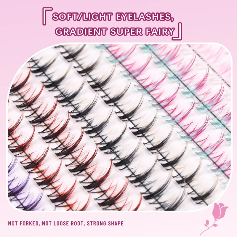 Colorful Fox DIY Segmented False Eyelashes Cluster Reusable Enlarge Eye Daily Use Multi Style Fusion Colorful DIY Cluster Lashes