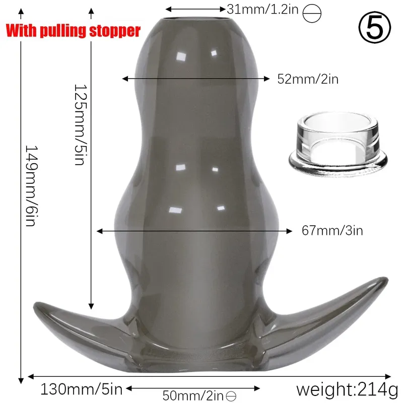 Purple TPE Hollow Tunnel Butt Plug Set - Graduated Open Anal Stretcher Plugs Flexible Sex Toy for Men & Women