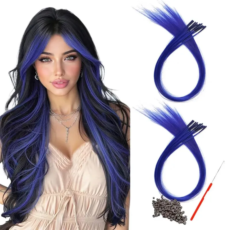 20roots 16inch I-tip Fusion colorful Synthetic Hair Extensions with crochet hook and ring Y2K style