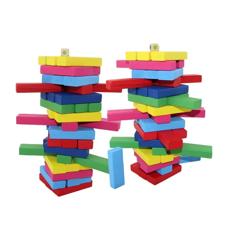 Hot Colorful Building Block Balance Game Toy Swooden Dominoes for Family Gatherings Children's and Adult Toys Stacked Toys