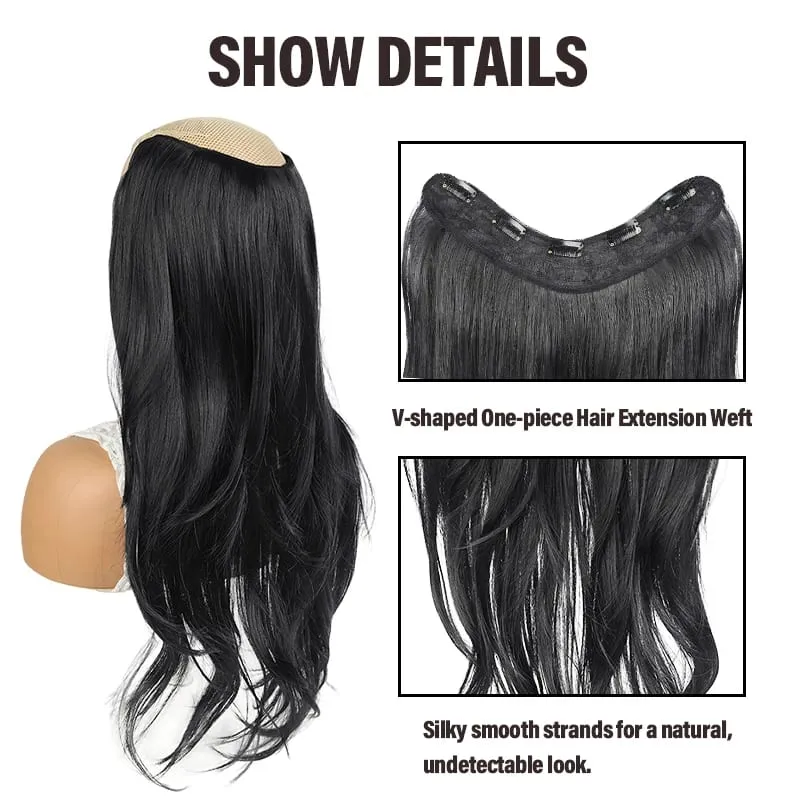 26 Inch Synthetic Clip-In Hair Extension V-Shape Layered Wig for Short to Long Instant Transformation