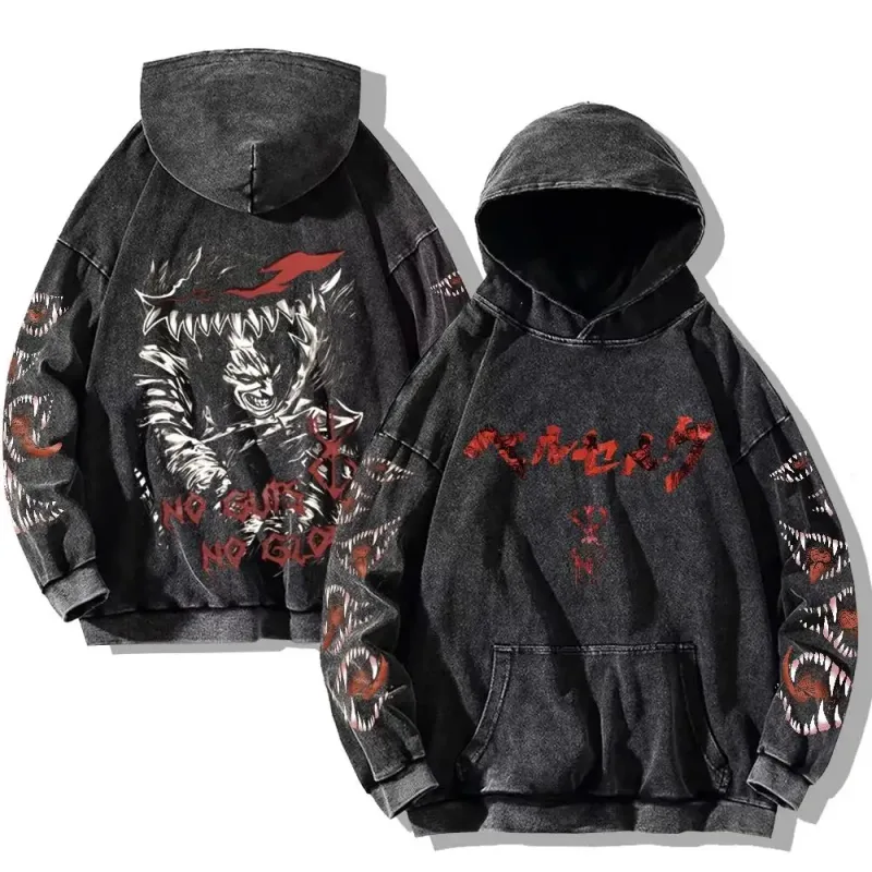 Berserk Anime Clothing Guts Cool Graphic Print Hooded Men Women Oversized Hoodies Cooton Casual Sweatshirt Harajuku Streetwear
